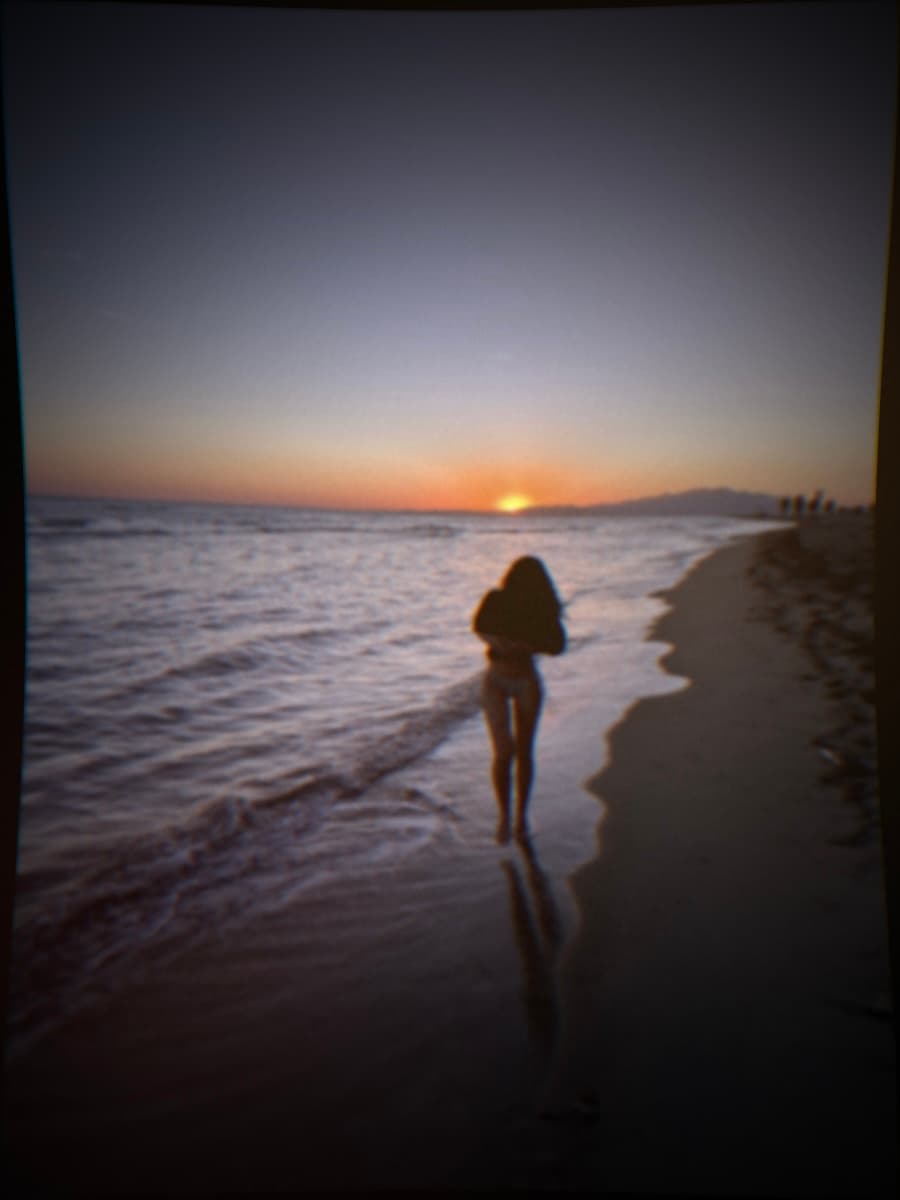 Beach sunset shot through Holga 120N filter